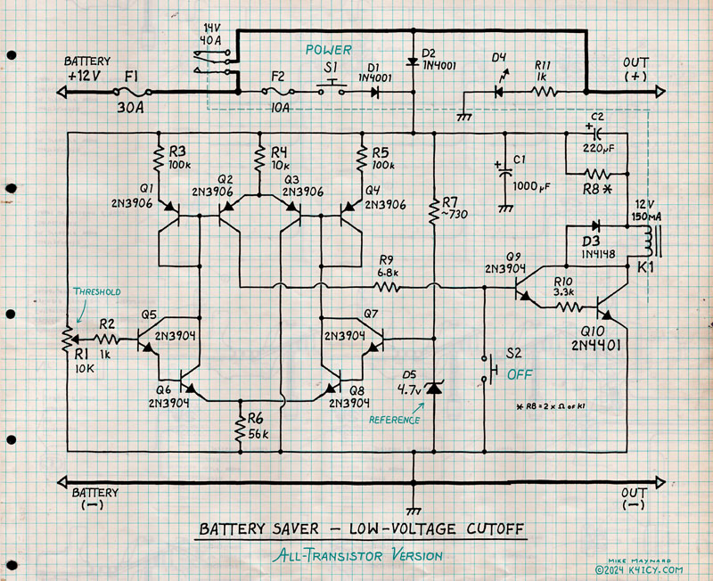 Low-Voltage Cutoff Circuit using Transistors