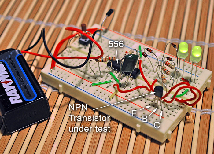 Transistor Tester on Solderless Breadboard