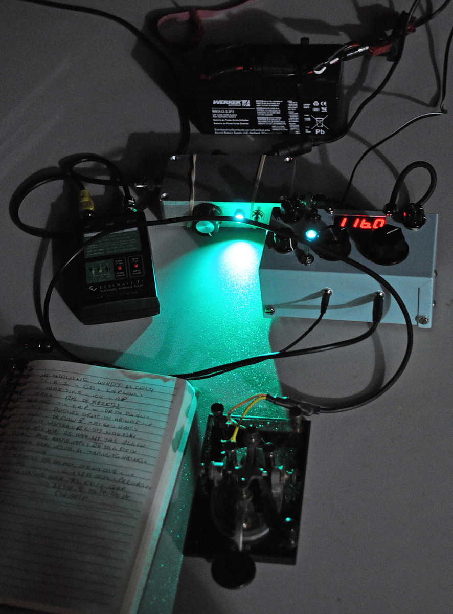 K4ICY Portable QRP Station at Night