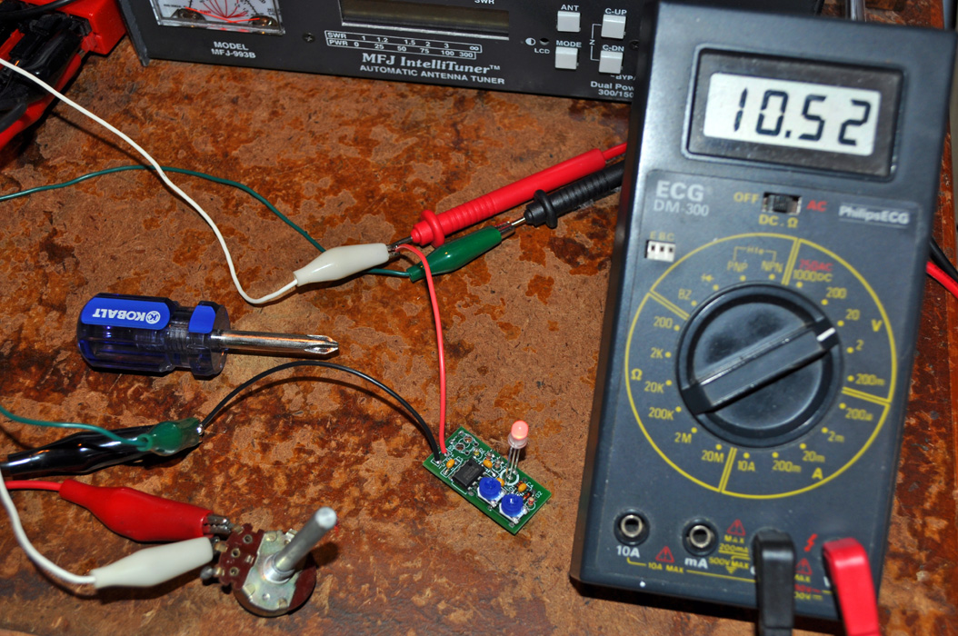 Tayloe Battery Status Indicator Kit under test