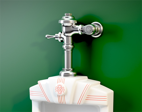 Southwest Deco Inspired Urinal - Sloan Royal Flushomatic Valve